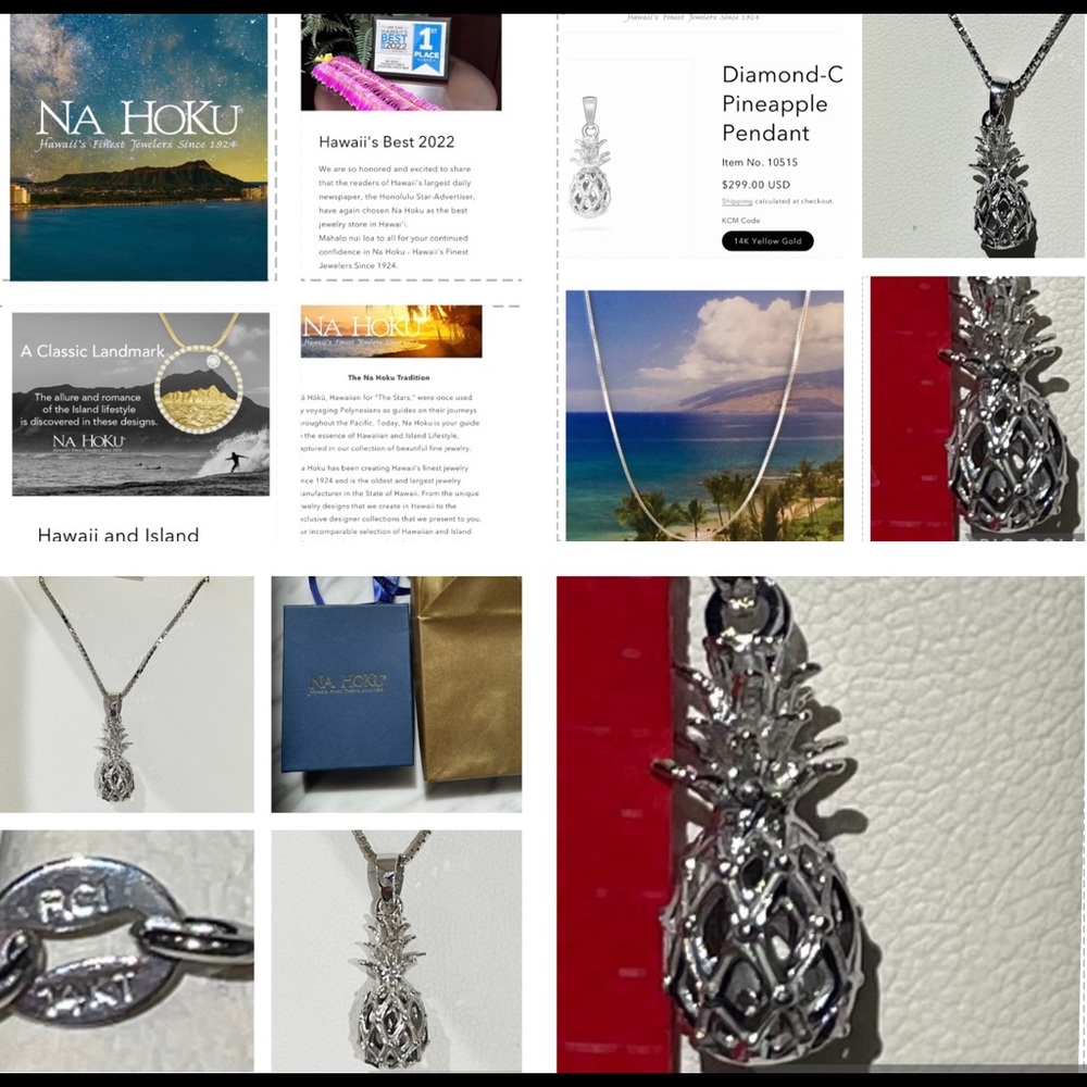 NA HOKU FINEST JEWELER IN HAWAII WITH THEIR WELL KNOWN 14 K PINEAPPLE NECKLACE